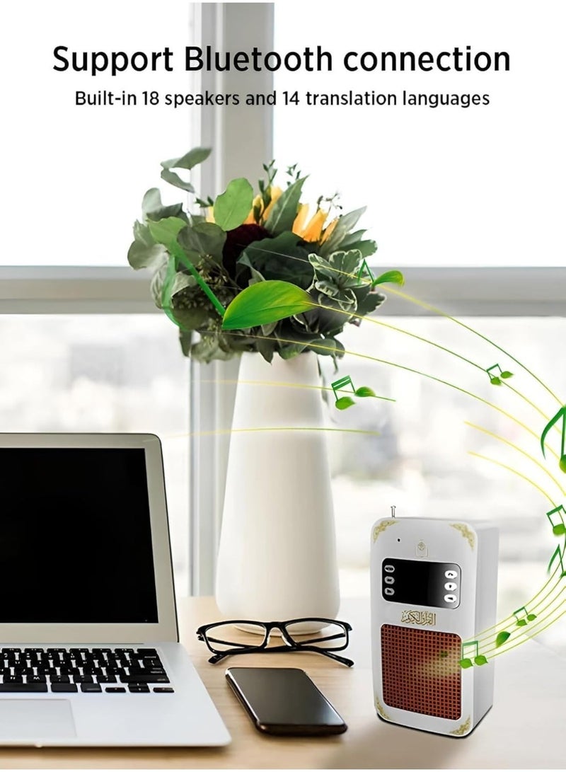 سماعة قرآن كريم ذكية تُثبّت على الحائط مع جهاز تحكم عن بعد - سماعة قرآن كريم مثبتة على الحائط مع إضاءة LED، وتوقيت الأذان، والترجمة، ودعم بلوتوث، وUSB، وبطاقة SD - Image 4